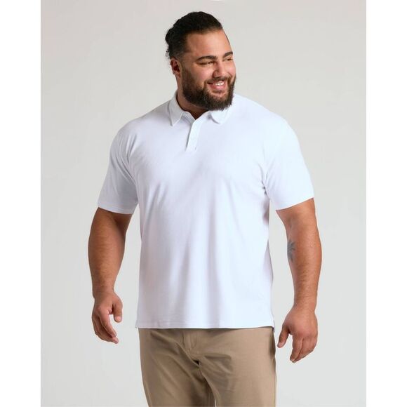 True Classic -  Men's Short Sleeve Collar Neck Pima P White - Picture 1 of 4